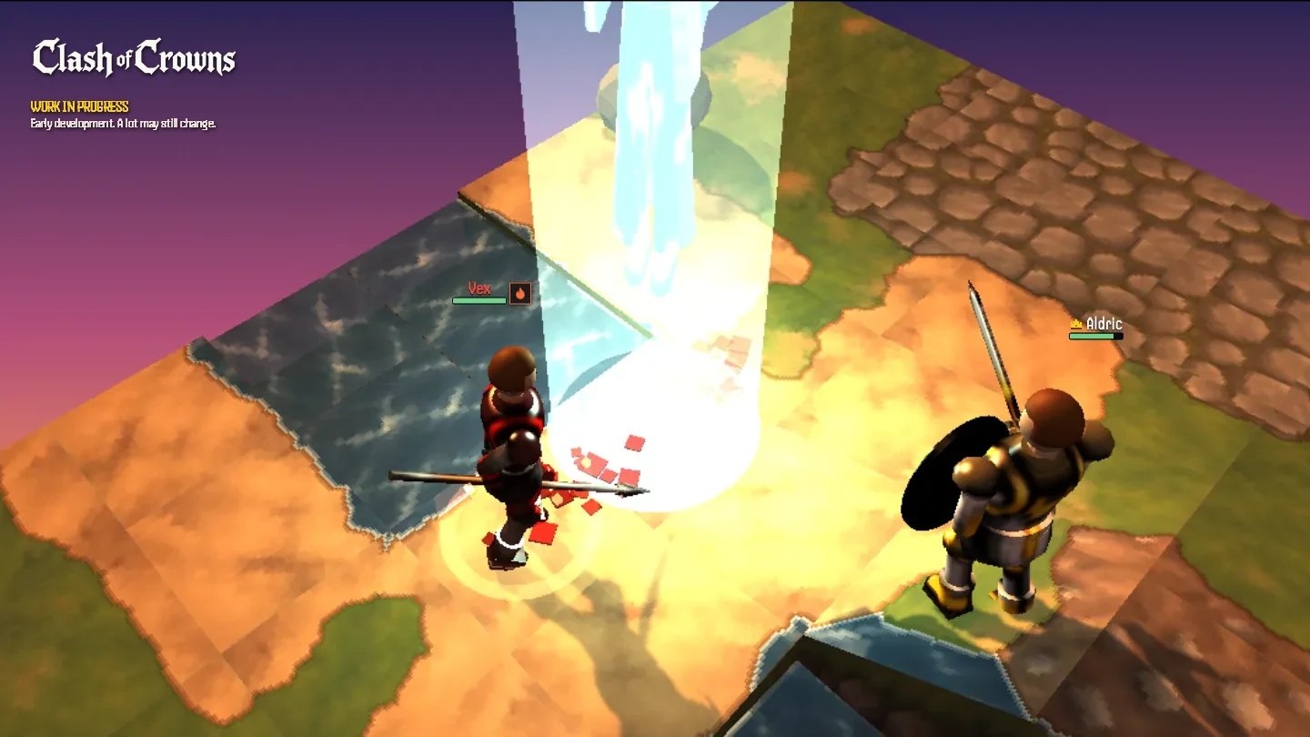 A fallen unit is lifted away in a beam of light